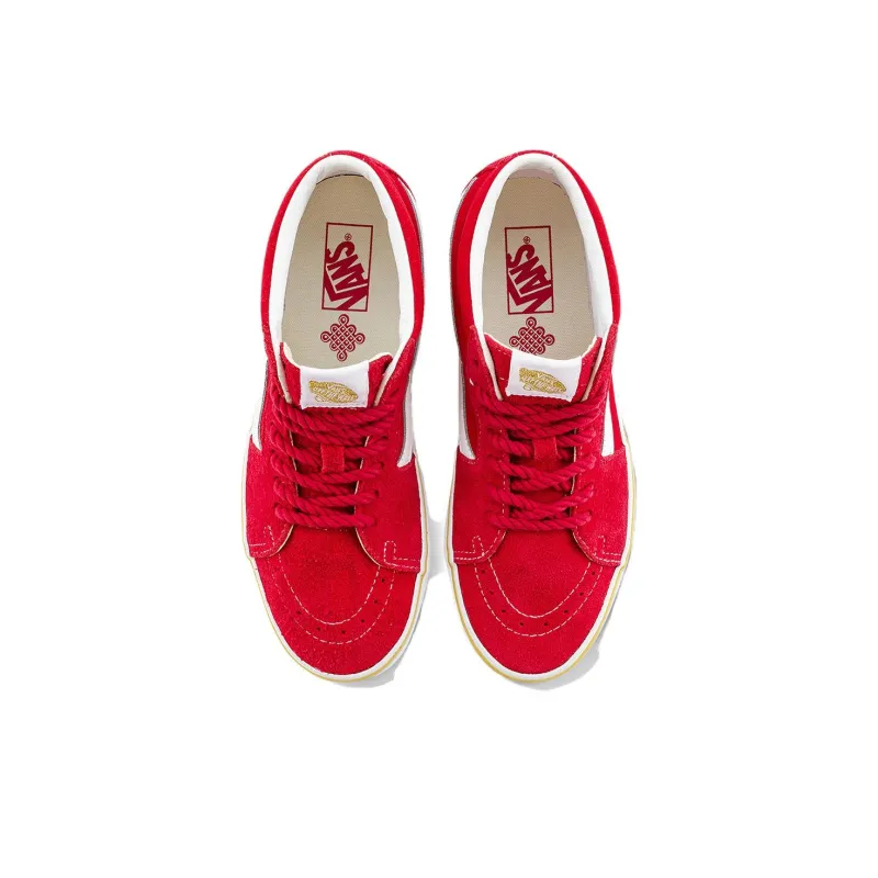 Vans SK8 MID Anti Slip Wear Resistant Mid Top Skateboard Shoes Unisex Red White-3