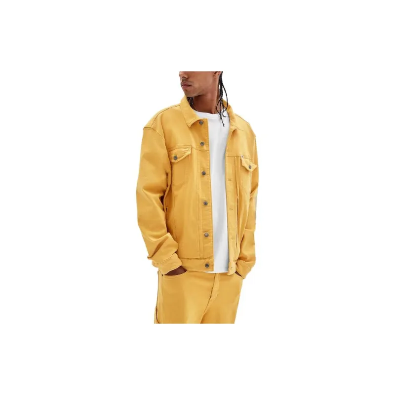 GUESS Regular Fit Denim Jacket Denim Jacket Men's Yellow-3