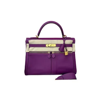 HERMES Kelly Swift Leather Kelly Bag Handbag Women's P9 Anemone Sea Anemone Purple