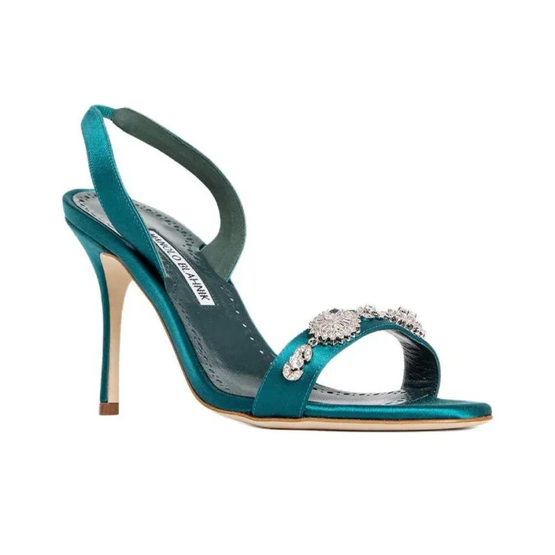 MANOLO BLAHNIK One Strap Sandals 9cm Women's Green-2