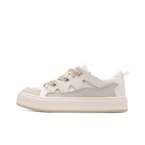 PONY Anti Slip Wear Resistant Low Top Skateboard Shoes Unisex White Coffee