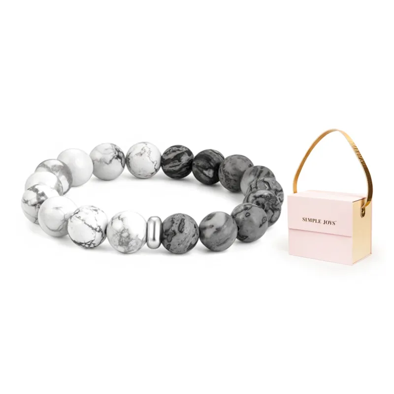 SIMPLE JOYS Bracelets Unisex Map Stone White Turquoise Stretchable Minimalist Style New Chinese Trend-27