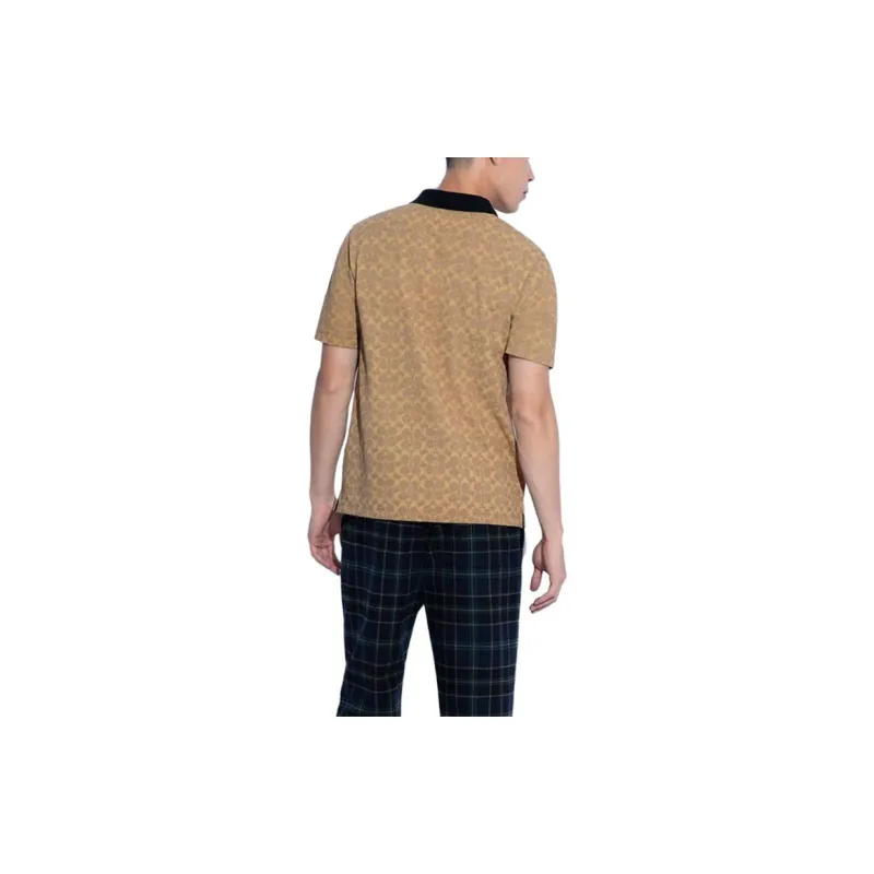 COACH Polo Shirt Men's Brown Yellow-2