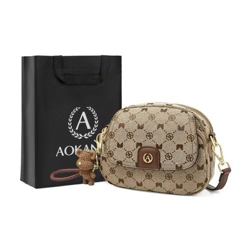 AOKANG Fabric Small Round Bag, Shoulder Bag, Crossbody Bag Women's Ebony Coffee
