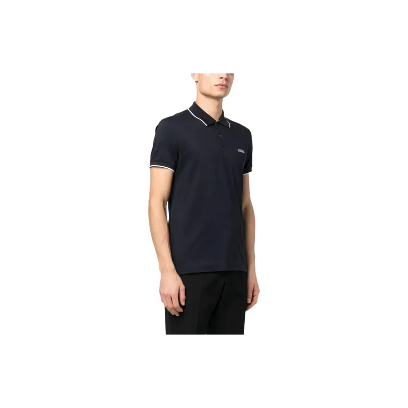 Zzegna Logo Embroidered Short Sleeved Polo Shirt-3