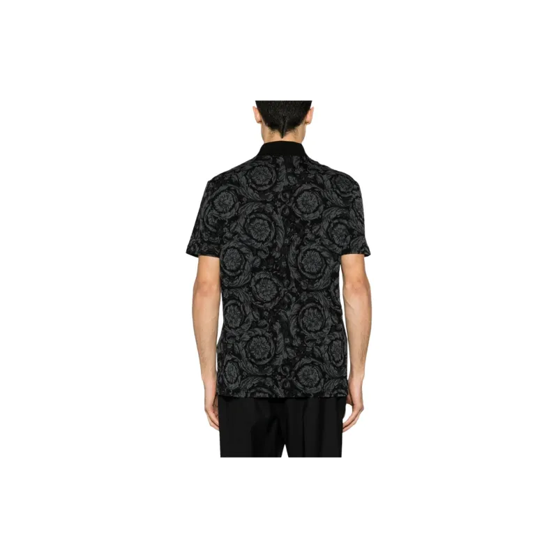 VERSACE Barocco Jacquard Short Sleeved Polo Shirt-2