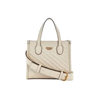 GUESS Artificial Leather Tote Bag Shopping Bag Handbag Mini Women's Gray White