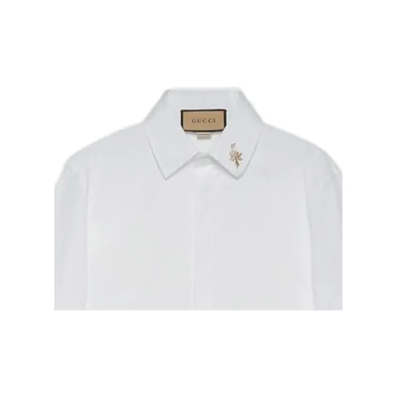 GUCCI Embroidered collar Poplin Shirt-2