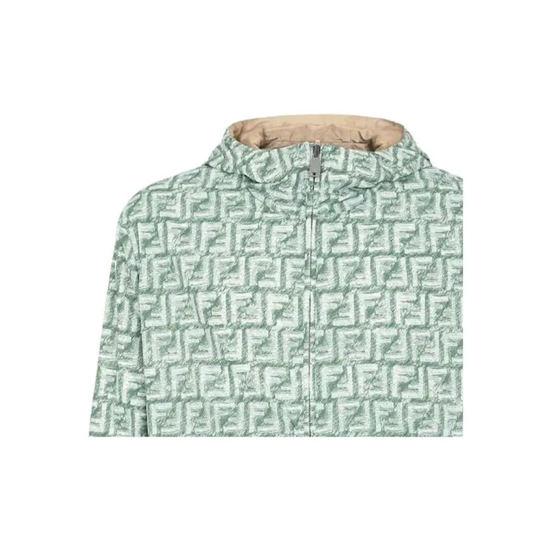 FENDI FF print Reversible Hooded Jacket-8