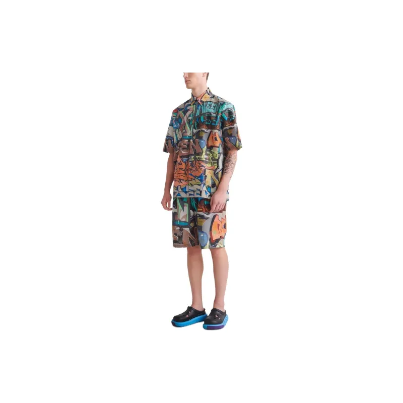 OFF WHITE Graffiti Print Short Sleeve Shirt-3