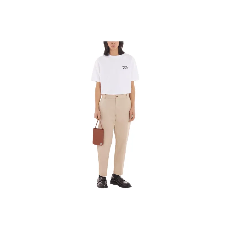 Maison Kitsune Logo Embroidered Straight Leg Trousers-2
