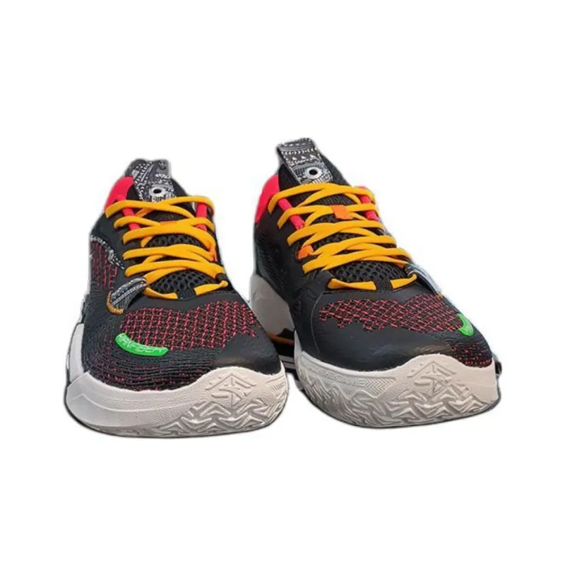 Anta Frenzy 5team Cushioned Slip Resistant Low Top Carbon Plate Technology Basketball Shoes Men's Black Red-2