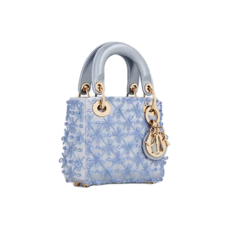 DIOR Lady Dior Mulberry Silk Shoulder Bag, Crossbody Bag, Handbag Extra Mini Women's Space Blue-2