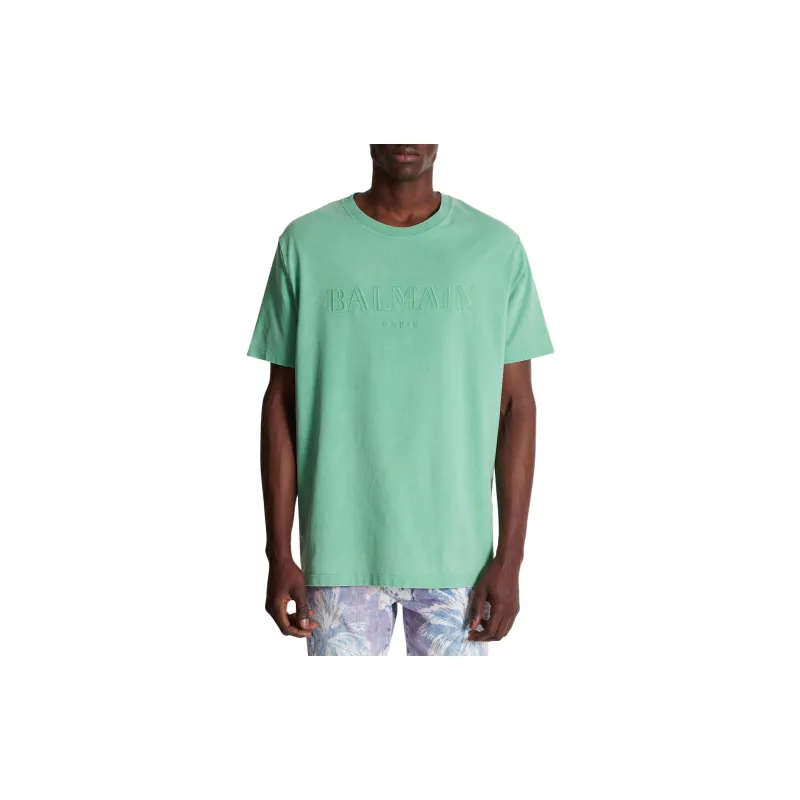 BALMAIN Logo Embroidered Crewneck T Shirt-4