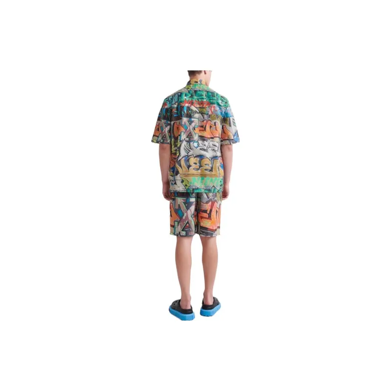 OFF WHITE Graffiti Print Short Sleeve Shirt-2