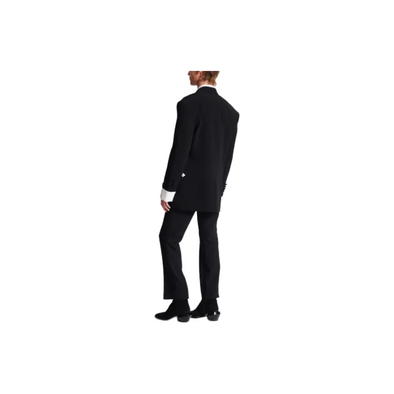 BALMAIN Crepe texture Double breasted Blazer-2