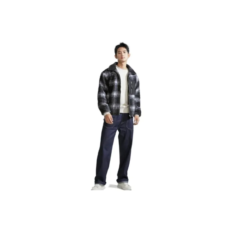 CALVIN KLEIN Velvet feel Coat Unisex Space Black Plaid-3