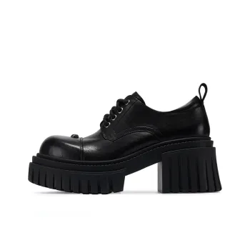 GG CC Urban Chic Style Small Leather Shoes British Style Platform Loafers 8cm Women's