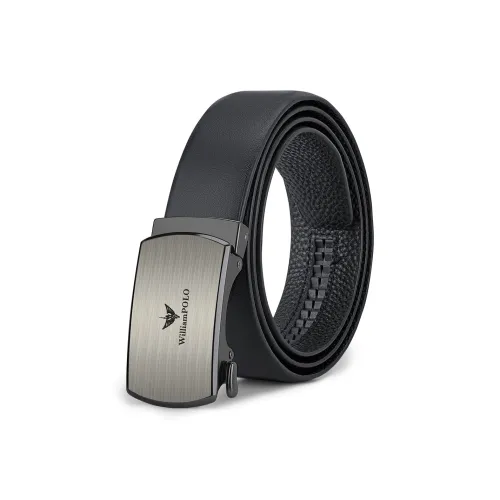 WilliamPOLO Cow Leather Leather Belts Men's Silver Width: 3.5cm