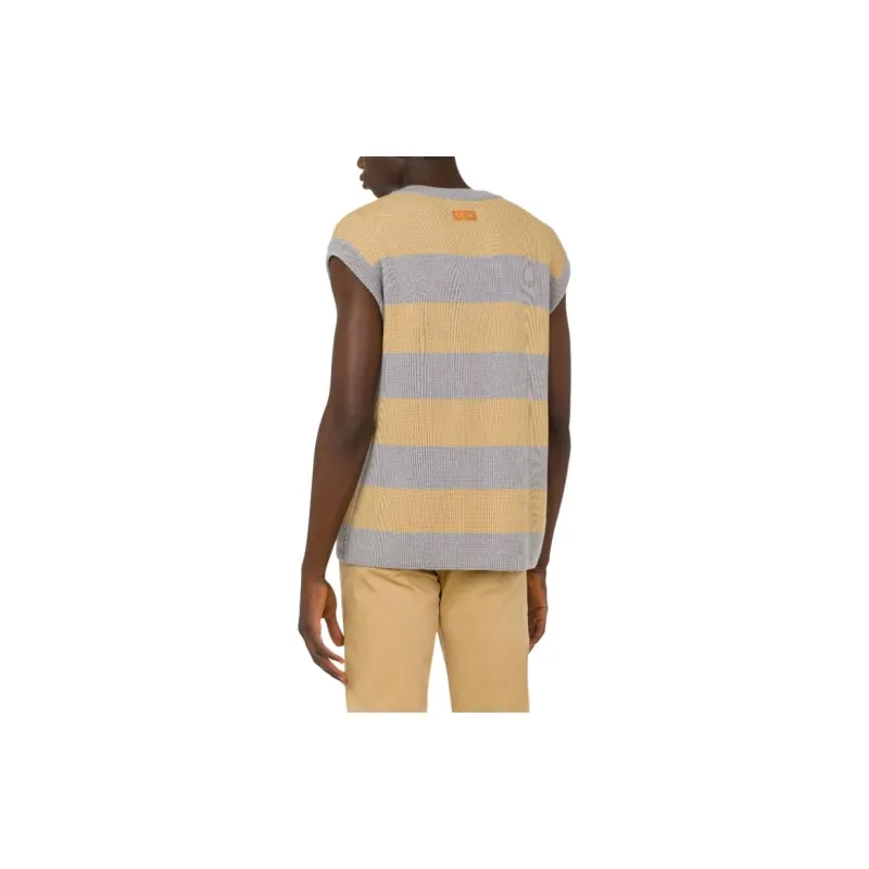 MOSCHINO Logo patch Striped Virgin wool Vest-1