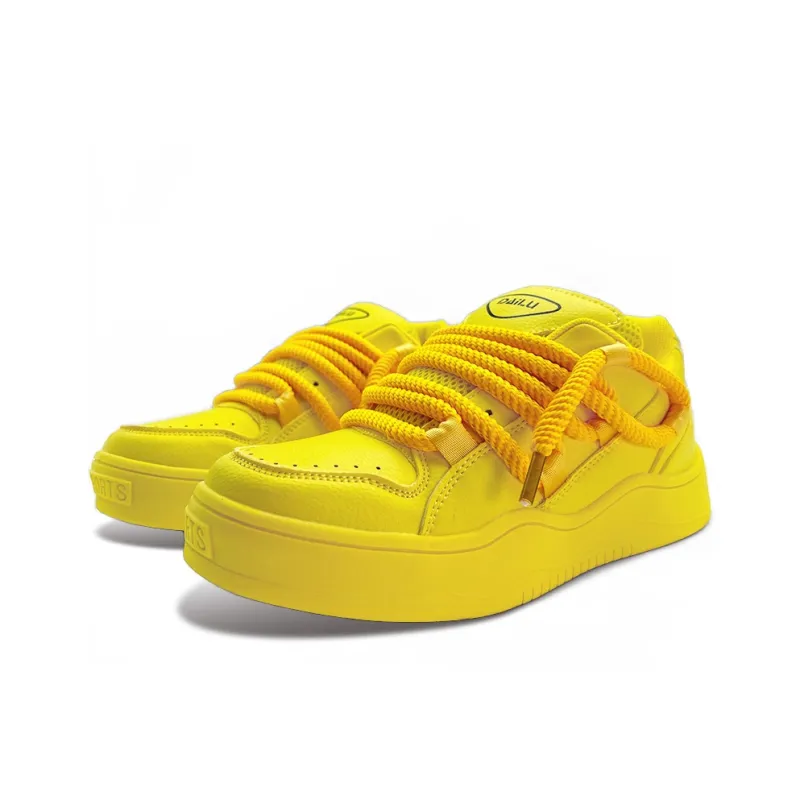 ITGI Dreadlocks Puffy Shoes Slip Resistant Height Increasing Low Top Skateboard Shoes Unisex Yellow-2
