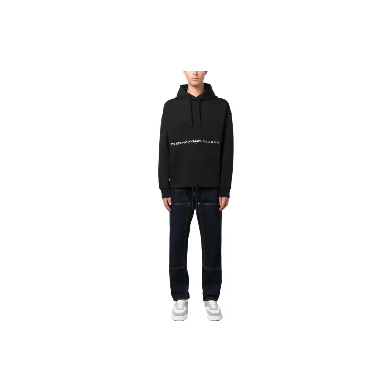 EMPORIO ARMANI Logo embroidered Cotton Hoodie-1