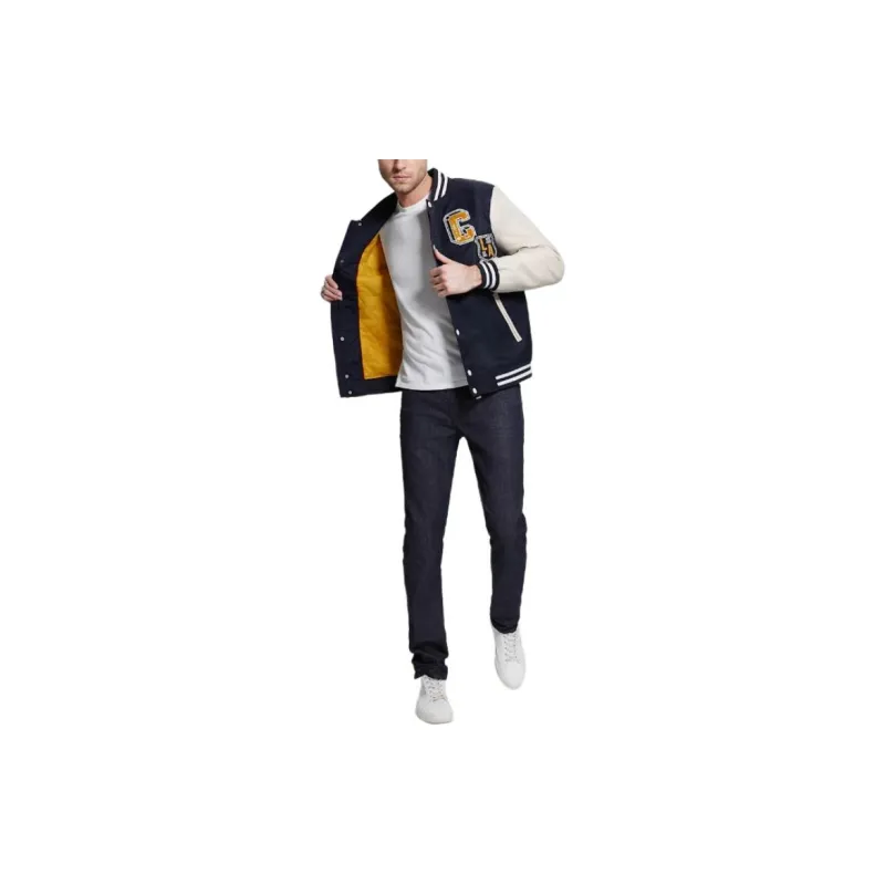 GUESS Patch Varsity Jacket Jackets Coats Men's Blue-4