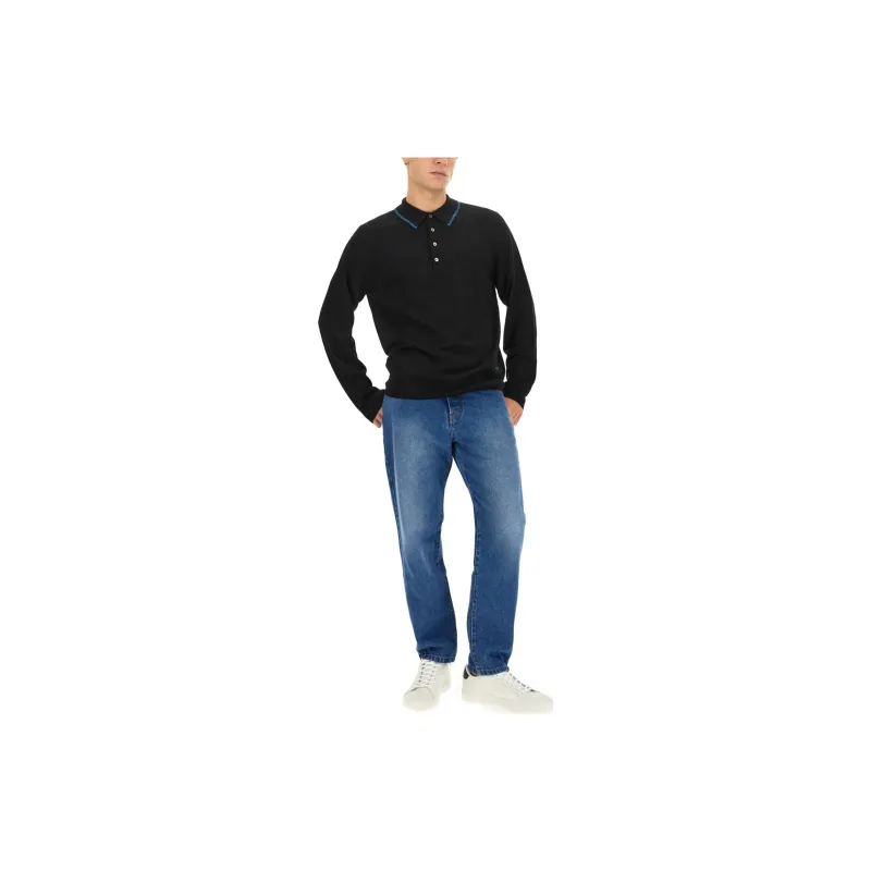 PS By Paul Smith Stripe Trim Logo Embroidered Polo Shirt-2