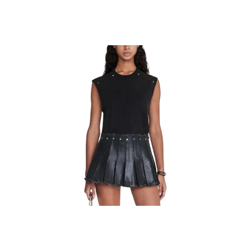 DION LEE SS24 EMBOSSED MUSCLE TANK Top Unisex Washed Black/Washed Black-1