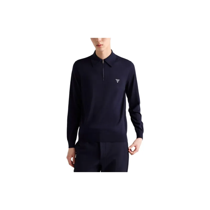 PRADA Long Sleeved Knitted Polo Shirt-1