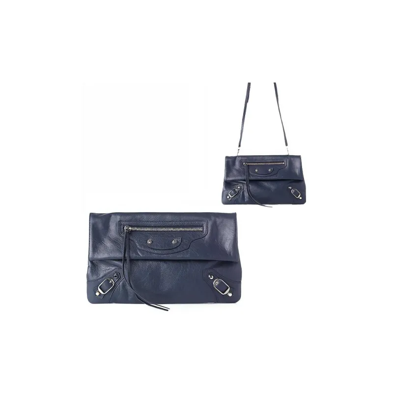 Balenciaga Cow Leather Shoulder Bag Crossbody Bag Women's Blue-0