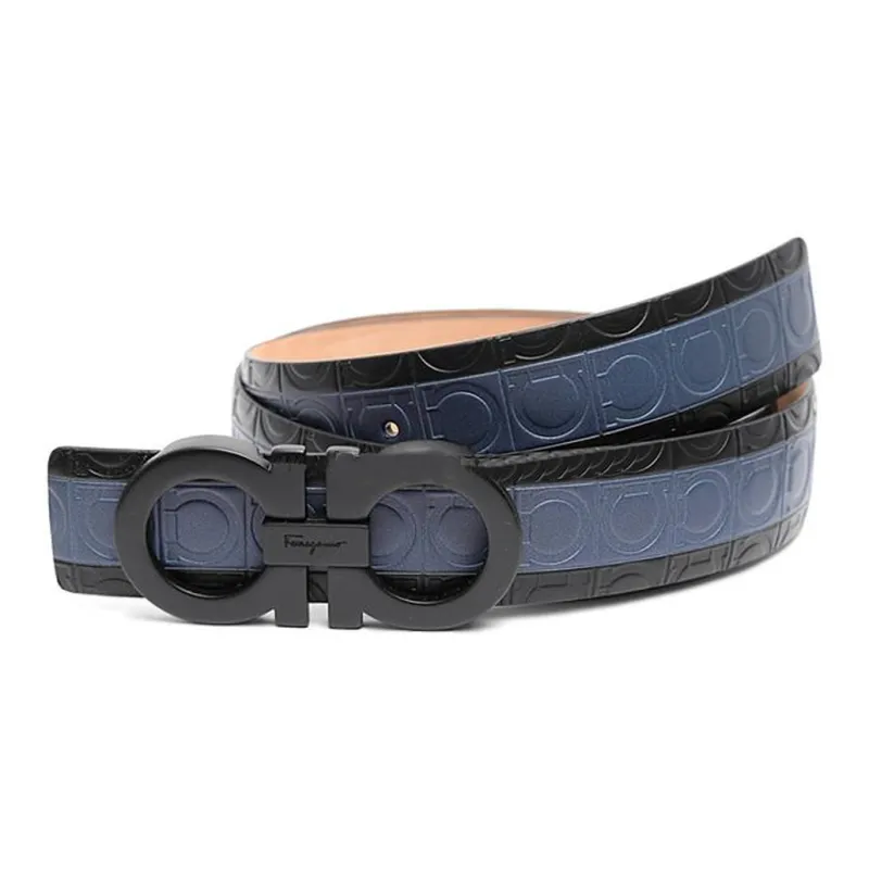 Ferragamo Leather Belts Men Black/Blue-0