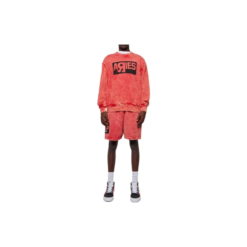 Aries X Vans Vault Fleece Shorts 'Red'-5