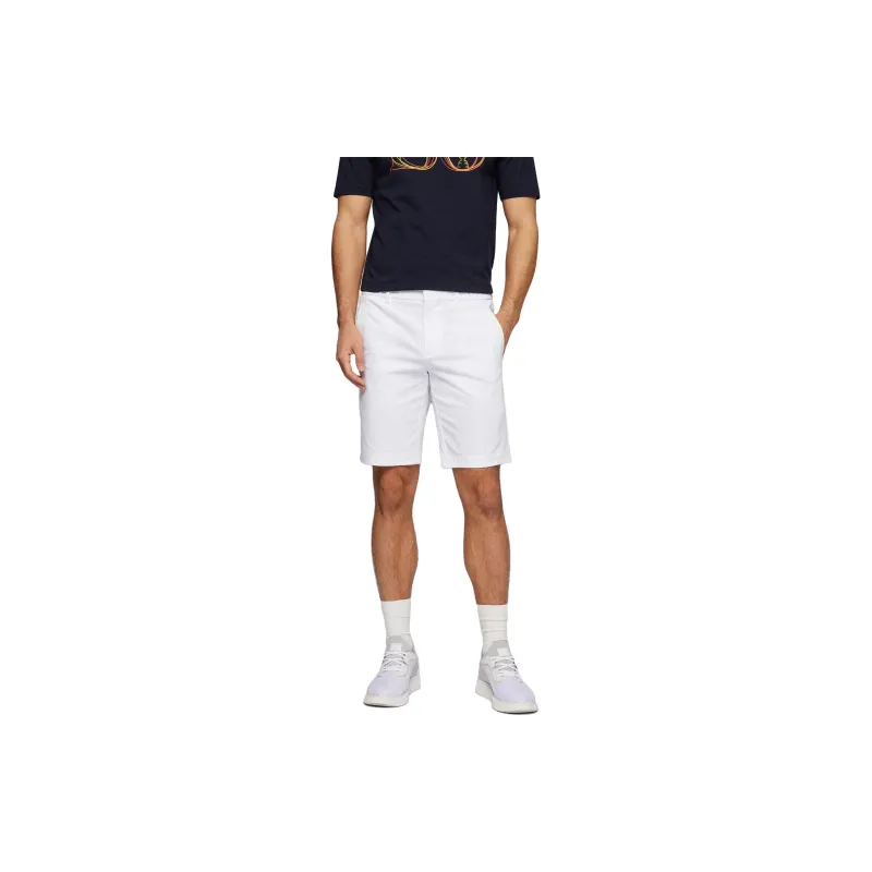HUGO BOSS Slim-Fit Regular-Rise Sorts In A Cotton Blend Casual Shorts Men's White-3