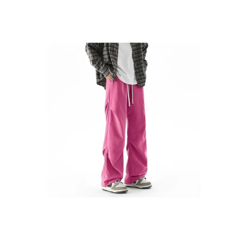 TELENT Casual Pants Unisex Rose Red-18