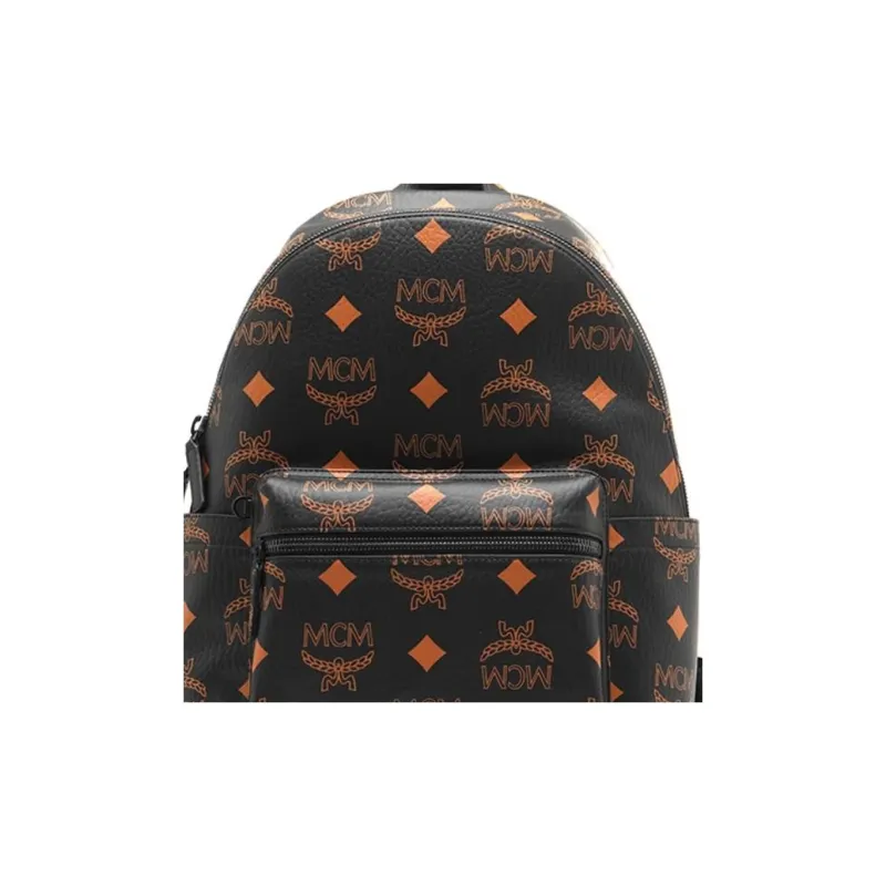 MCM Coated Canvas Backpack Medium Size Unisex Black-3