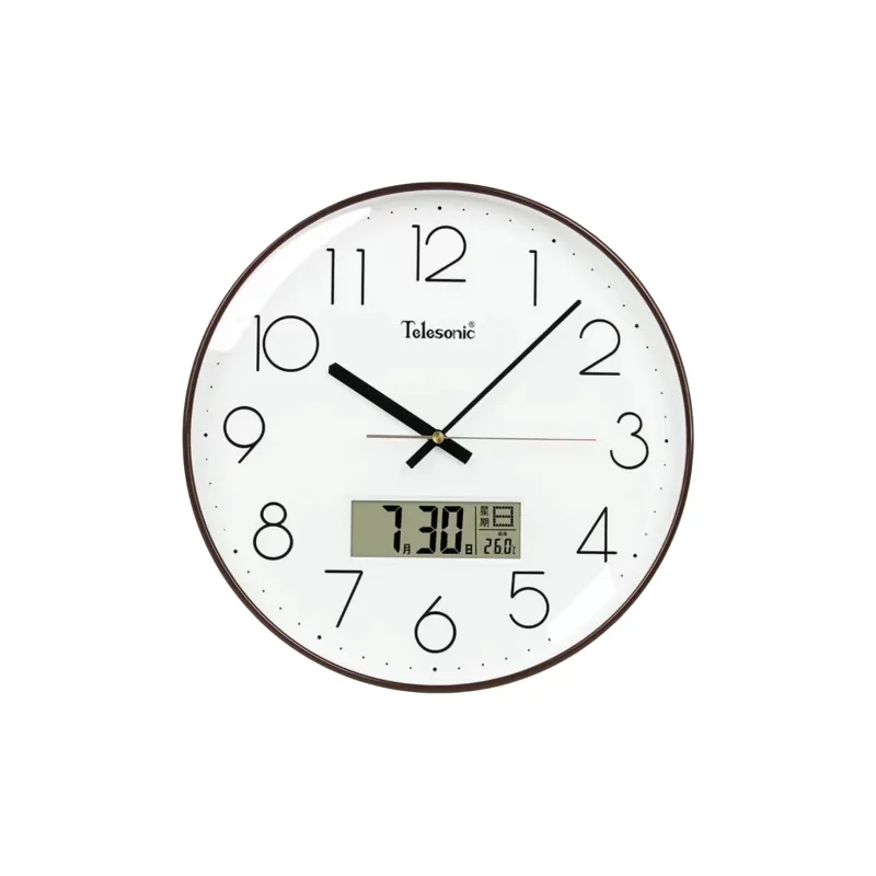 TELESONIC 2024 Sweeping Seconds Movement Plastic Wall Clock Unisex White Coffee Gold Blue-2