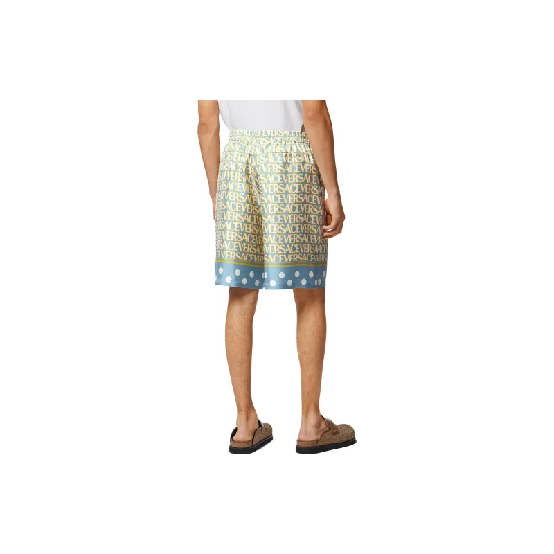 VERSACE All Over Logo Printed Knee Length Shorts-2