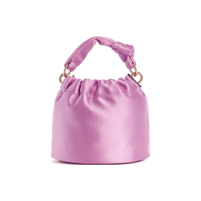 GUESS Satin Bucket Bags Shoulder Bag Crossbody Bag Handbag Mini Women's Pink-2