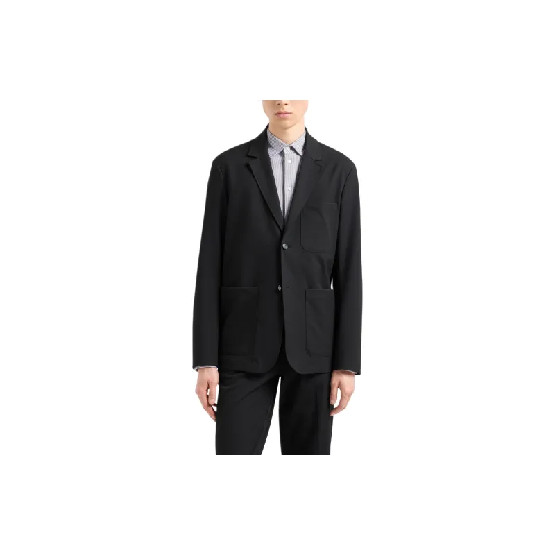 EMPORIO ARMANI Single breasted Jacket In Compact Fabric With A Wool Finish-1