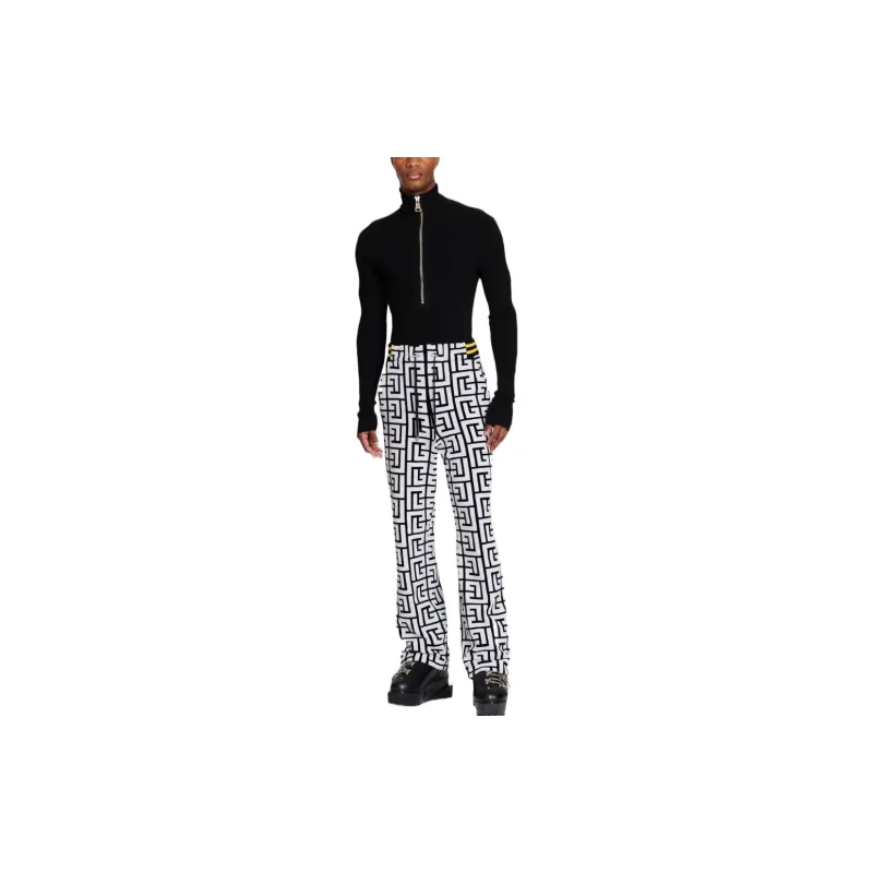 BALMAIN Maxi Monogram Velvet Pants-1