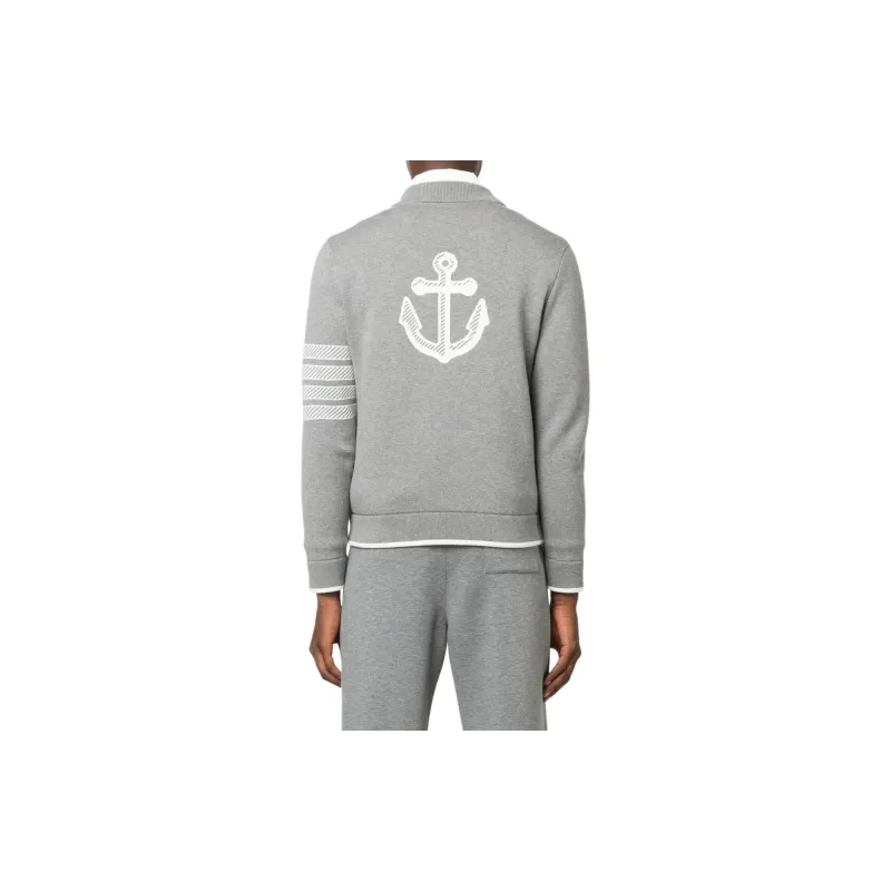 THOM BROWNE 4 bar Anchor print Cardigan-2