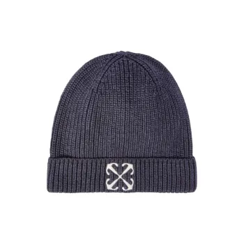 OFF WHITE Arrow Embroidered Knitted Beanie