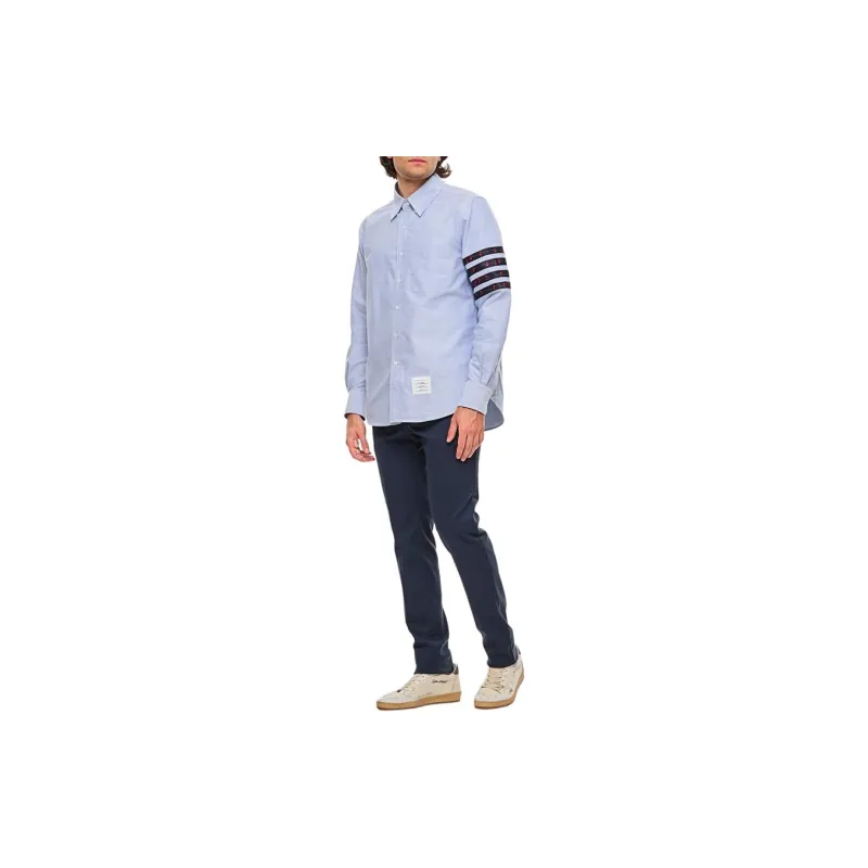 THOM BROWNE 4 Bar Stripe Curved Hem Shirt-2