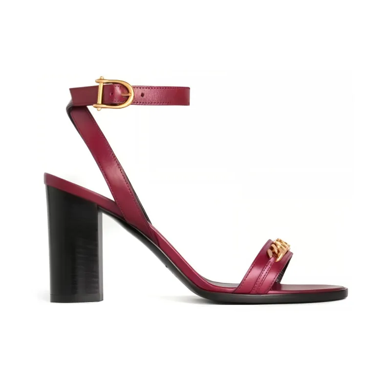 CELINE Triomphe Strap Sandals Women's Black Red-1