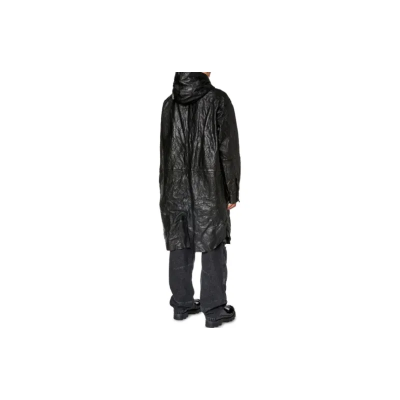 DIESEL Leather Jackets Men Black-3