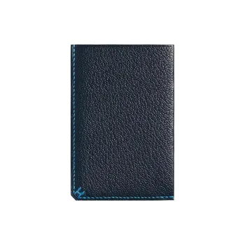HERMES Mysore Goat Skin Card Holder Men's Navy Blue/Mermaid Blue