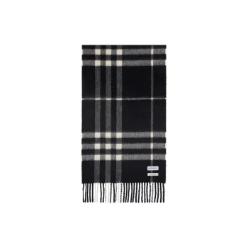 Burberry Flannel Cashmere Knit Scarves Women's Black