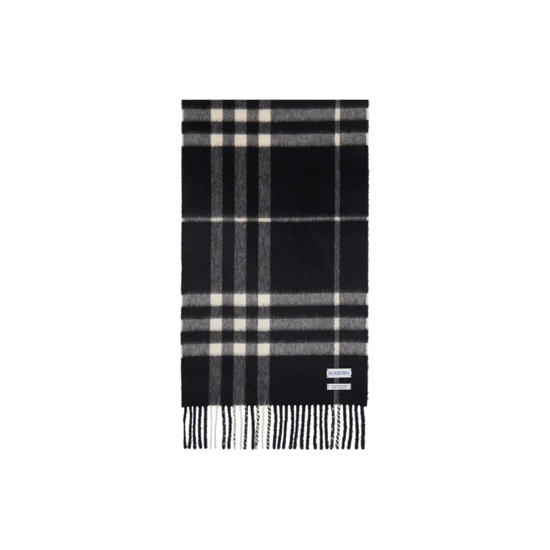 Burberry Flannel Cashmere Knit Scarves Women's Black-0