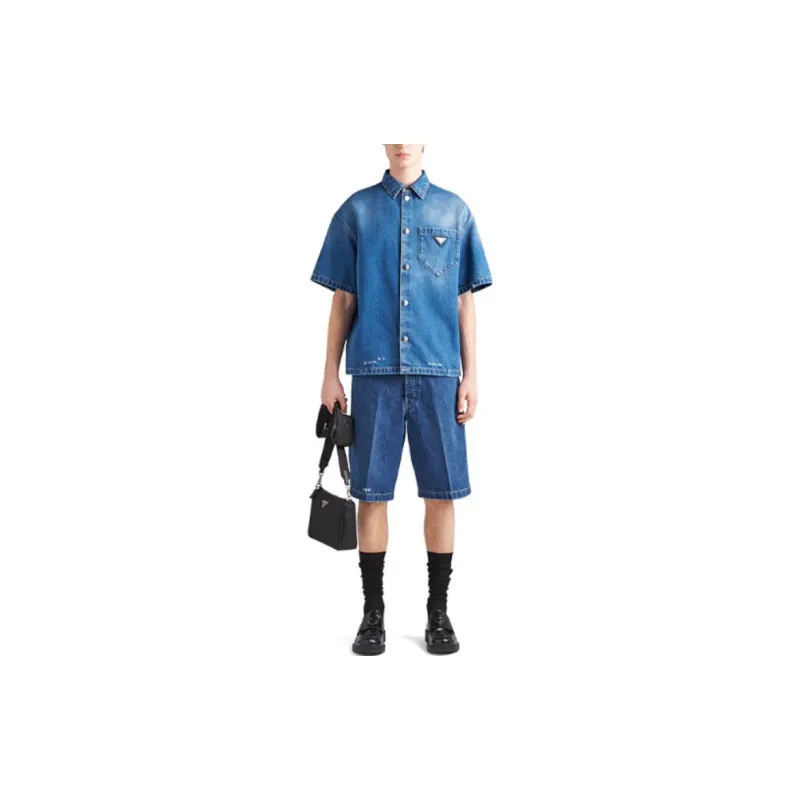 PRADA Denim Shorts Men Blue-1